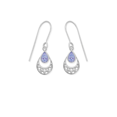 Boma Ornamental Gemstone Dangle Earrings with Light Amethyst
