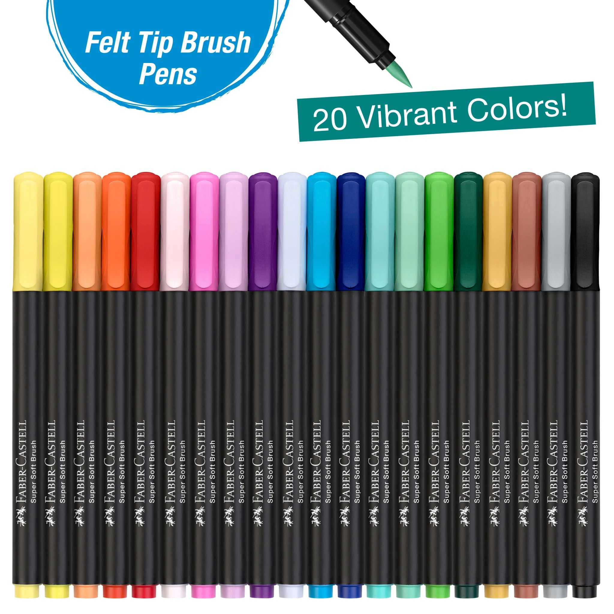 Black Edition Felt Tip Brush Markers set of 20