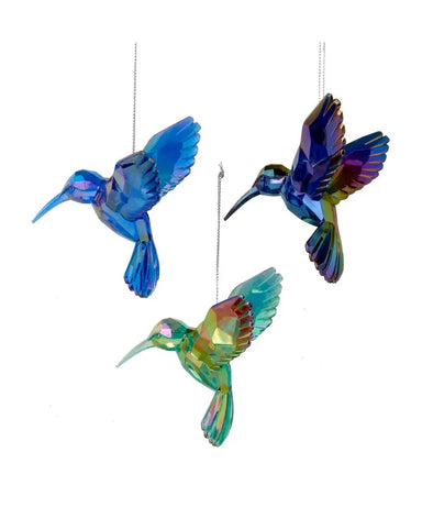 Iridescent Hummingbird Ornament - Single, Various Color Options