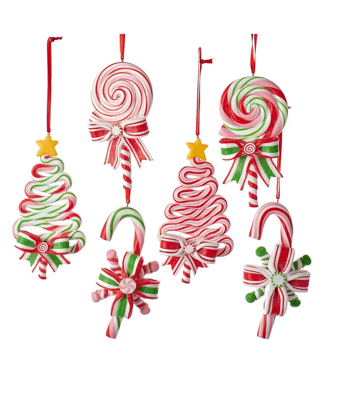 Peppermint Candy Cane, Lollipop, Tree Ornament - Single, Various Styles