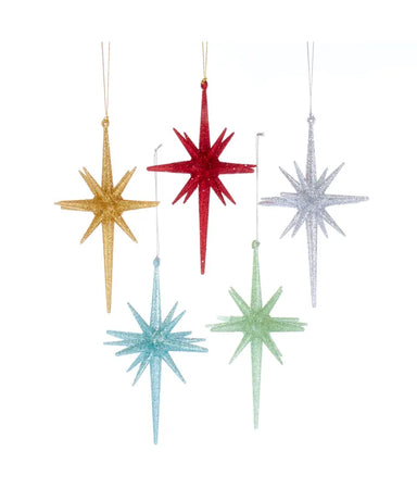 Mid-Century Style Glitter Starburst Ornament - (Single) Various Colors