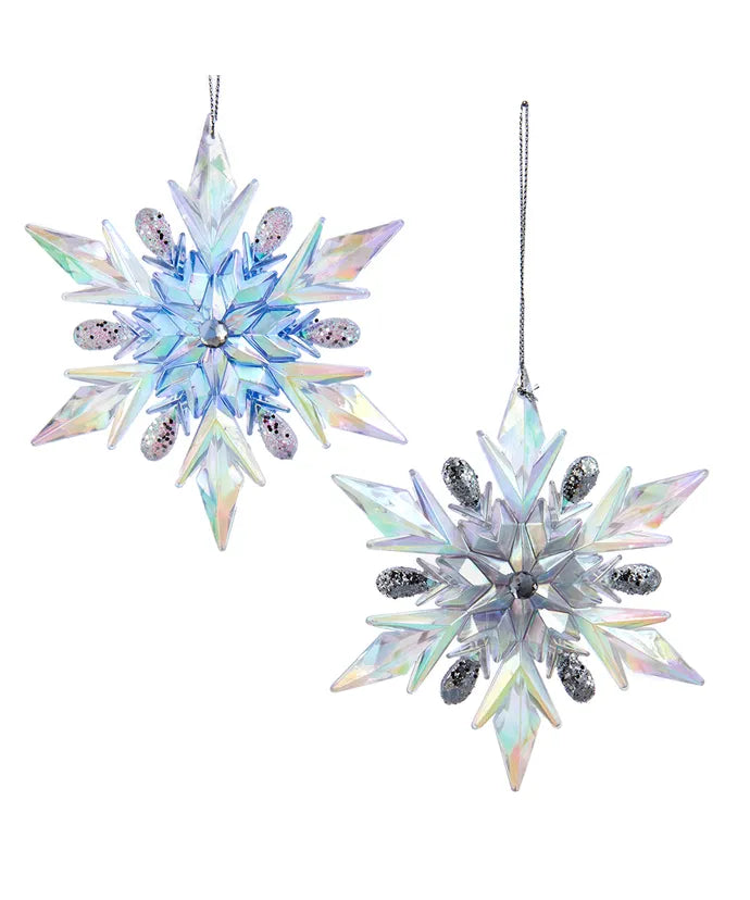 Iridescent Lavender or Blue Snowflake Ornament - Single, Various Styles