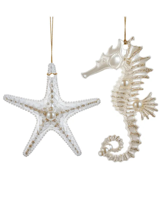 Pearl Seahorse or Starfish Ornament - (Single) Various Styles