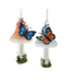 Glass Butterfly on Mushroom Ornament - Single, Various Styles