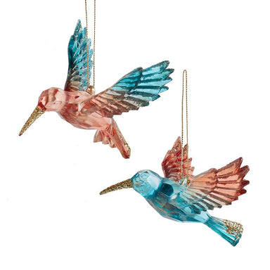 Teal & Desert Rose Hummingbird Ornament - (Single) Various Styles
