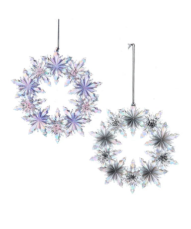 Iridescent Lavender & Clear Wreath Ornament - Single, Various Options