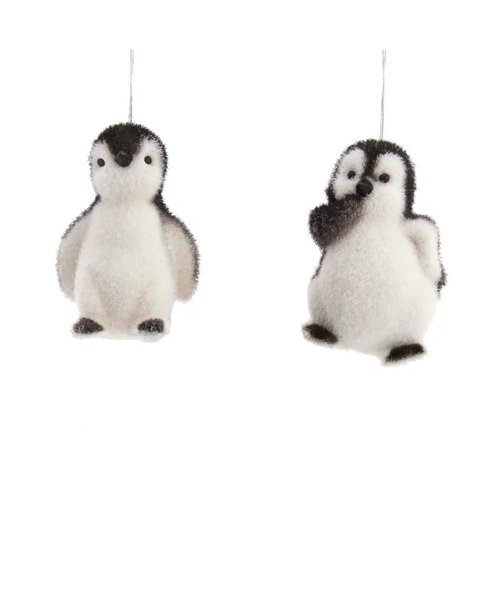 Flocked Penguin Ornament - (Single) Various Options