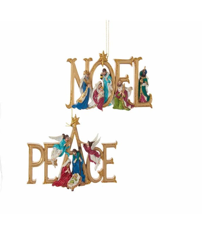 Peace Or Noel Nativity Ornament - Single, Various Styles