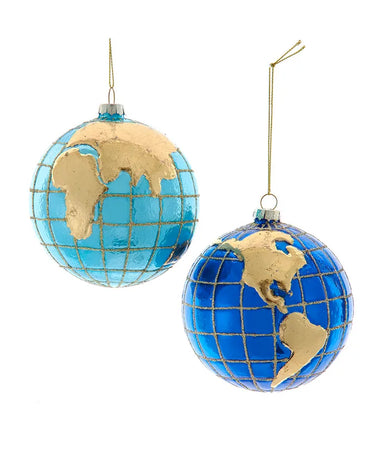 Glass 100mm World Globe Ornament - (Single) Various Options