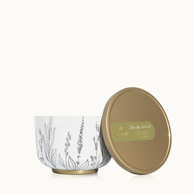 Thymes Outdoor Oasis Citronella Grove Poured Candle Tin with Gold Lid