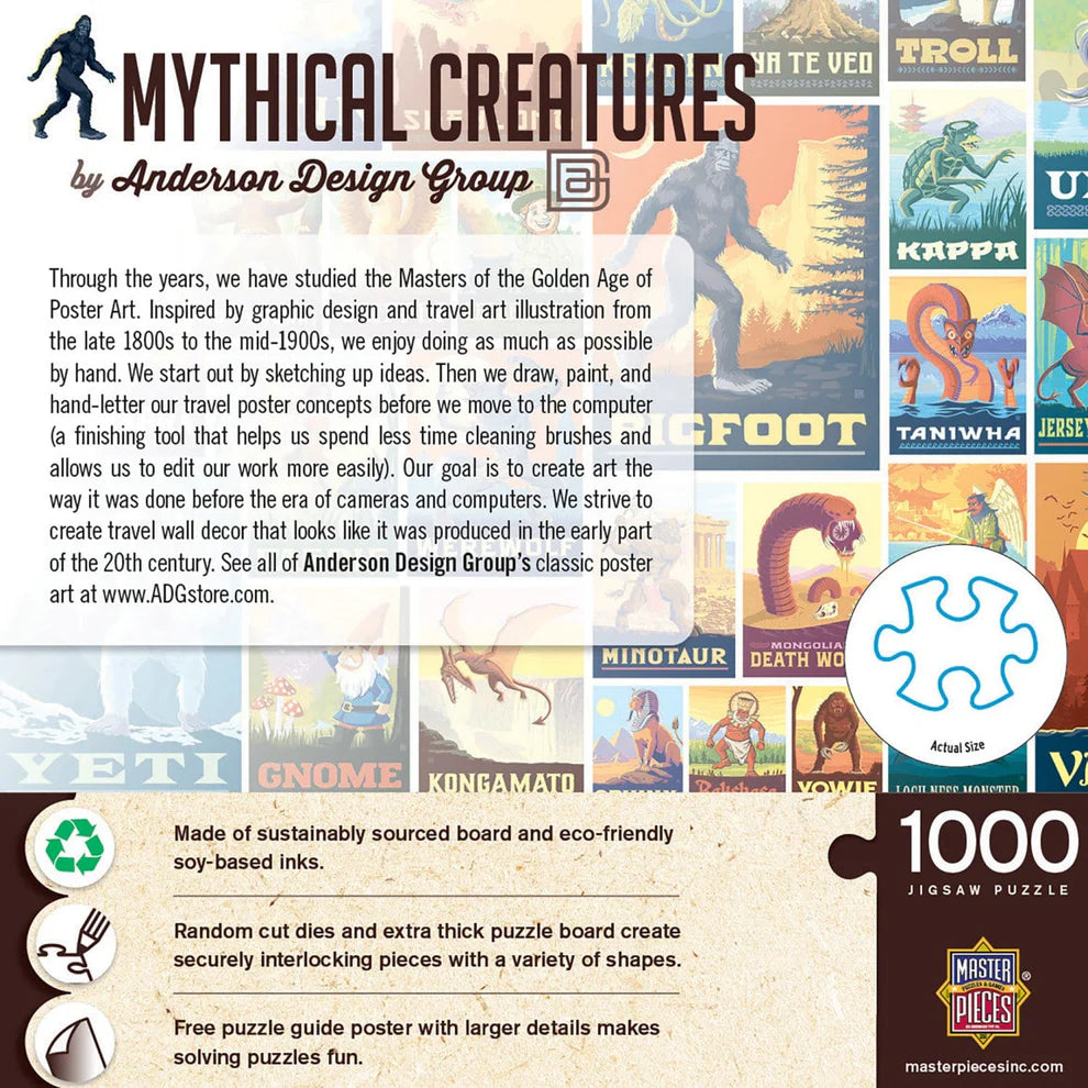 Vintage Posters Mythical Creatures 1000 Piece Puzzle