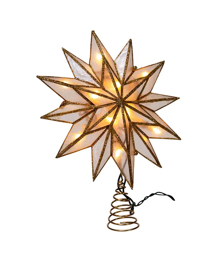 Capiz Light Up Gold Star Tree Topper