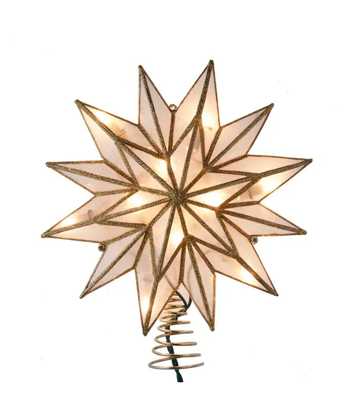 Capiz Light Up Gold Star Tree Topper