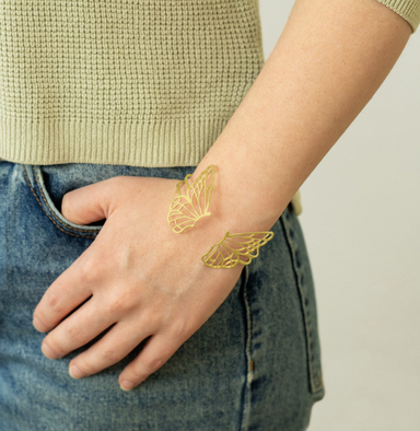 Holly Yashi Vanessa Butterfly Cuff Bracelet - Gold