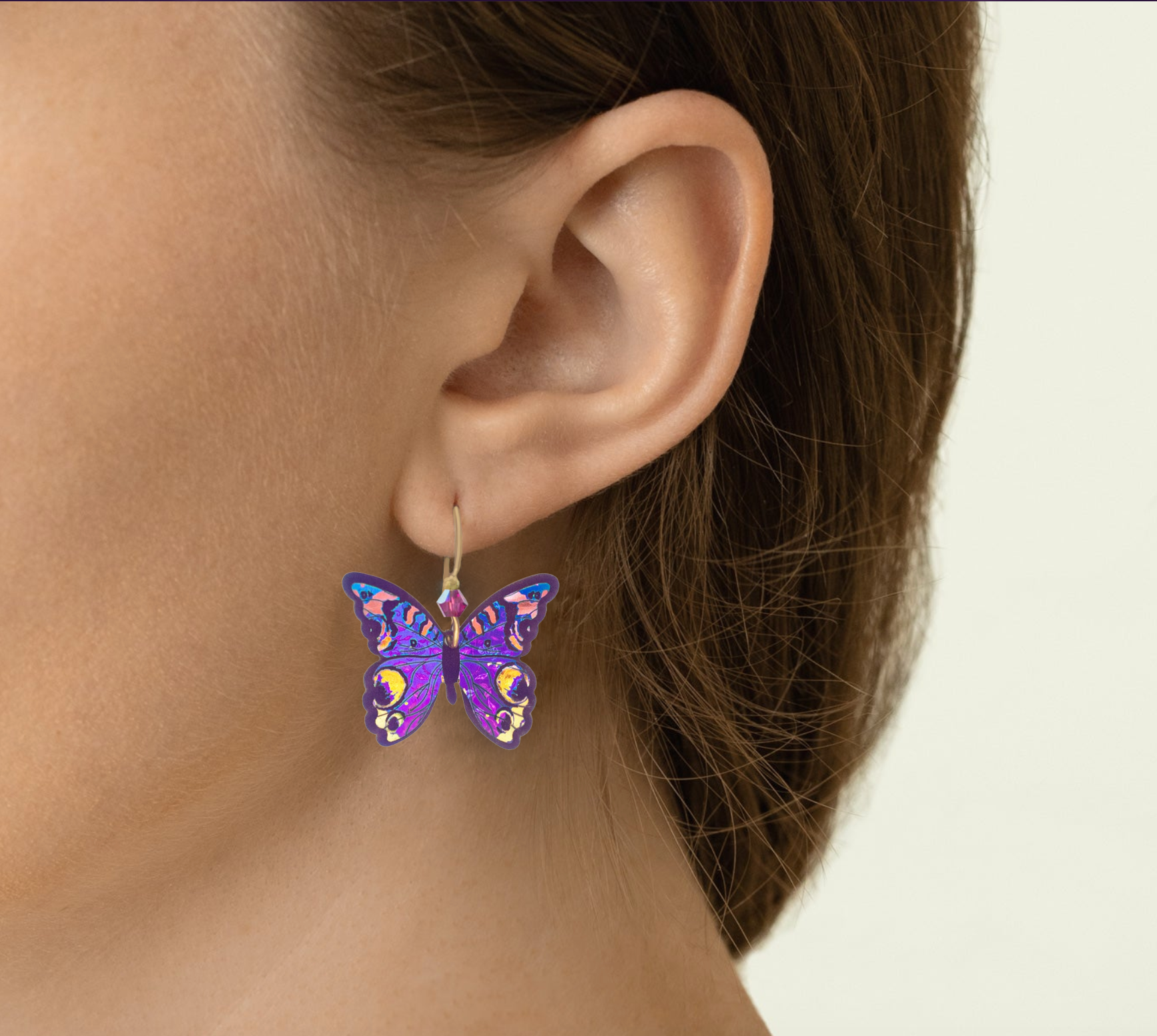 HOLLY YASHI Mariposa Butterfly Earrings - Violet Skies