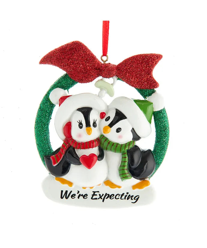 We're Expecting Penguin Couple Ornament