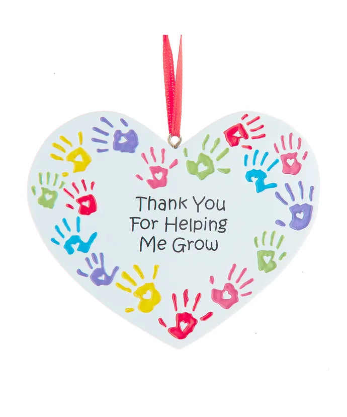 Handprint Heart Teacher Ornament