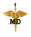 Gold Caduceus MD Ornament