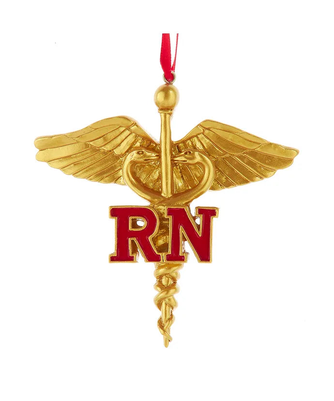 Gold Caduceus RN Ornament