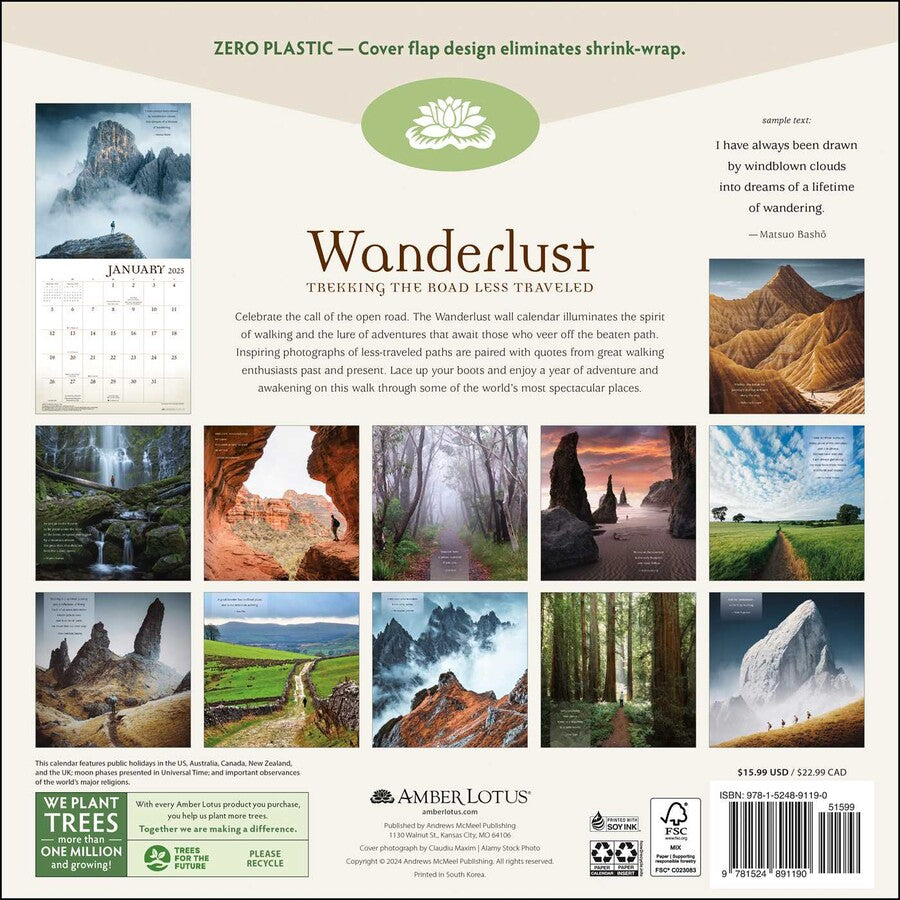 Wanderlust 2025 Wall Calendar    