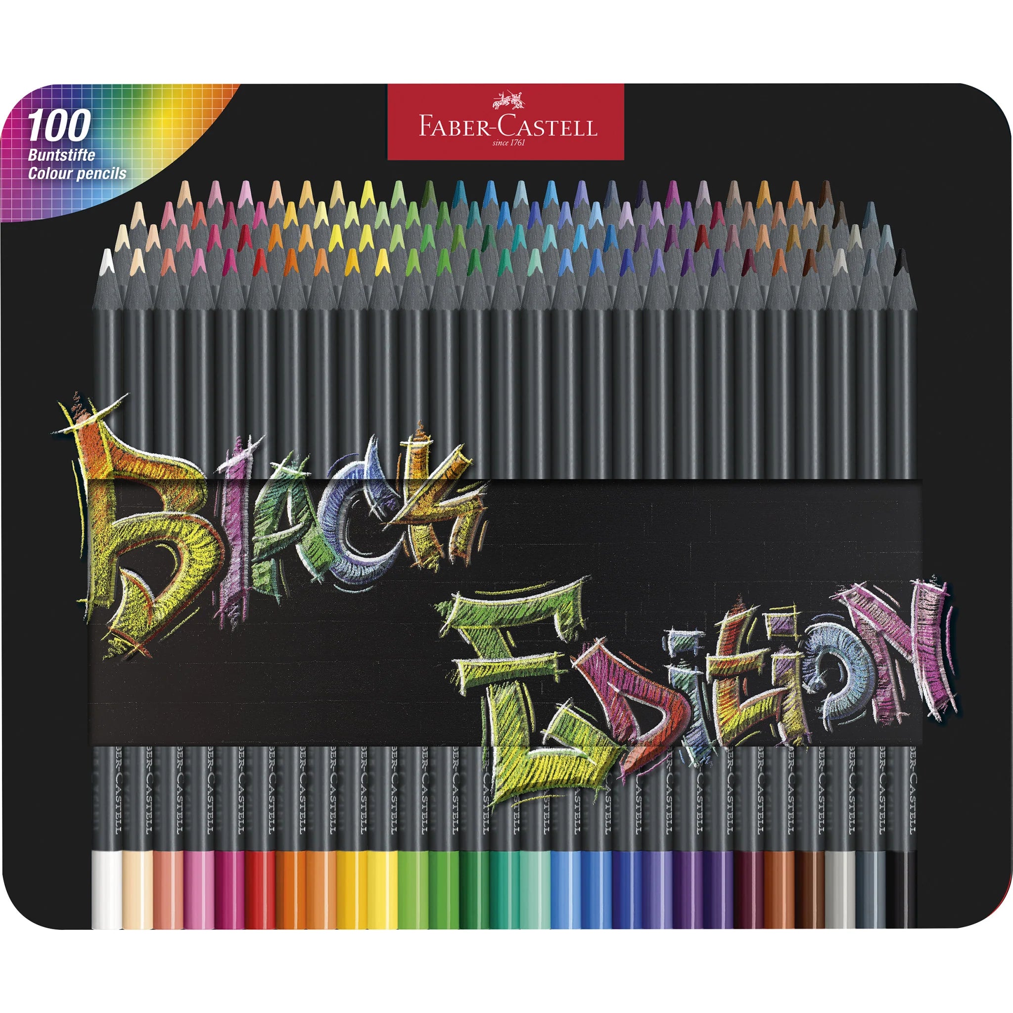 Faber-Castell Black Edition 100 Colored Pencils in a Gift Tin