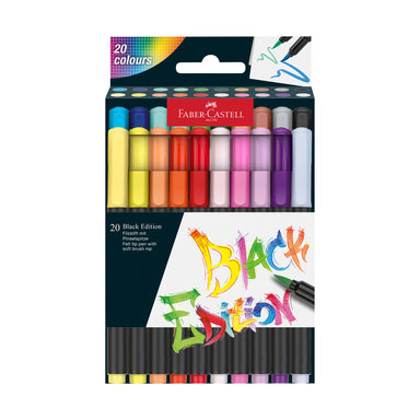 Black Edition Felt Tip Brush Markers set of 20