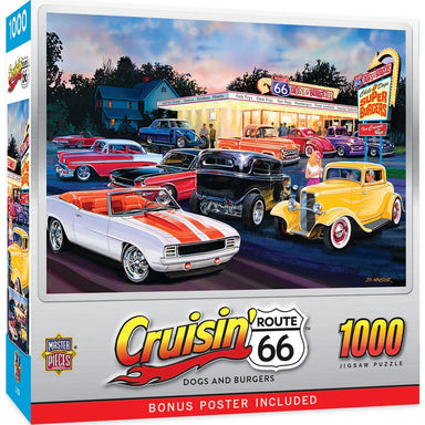 Dogs and Burgers Cruisin' Route 66 1000 Piece Puzzle