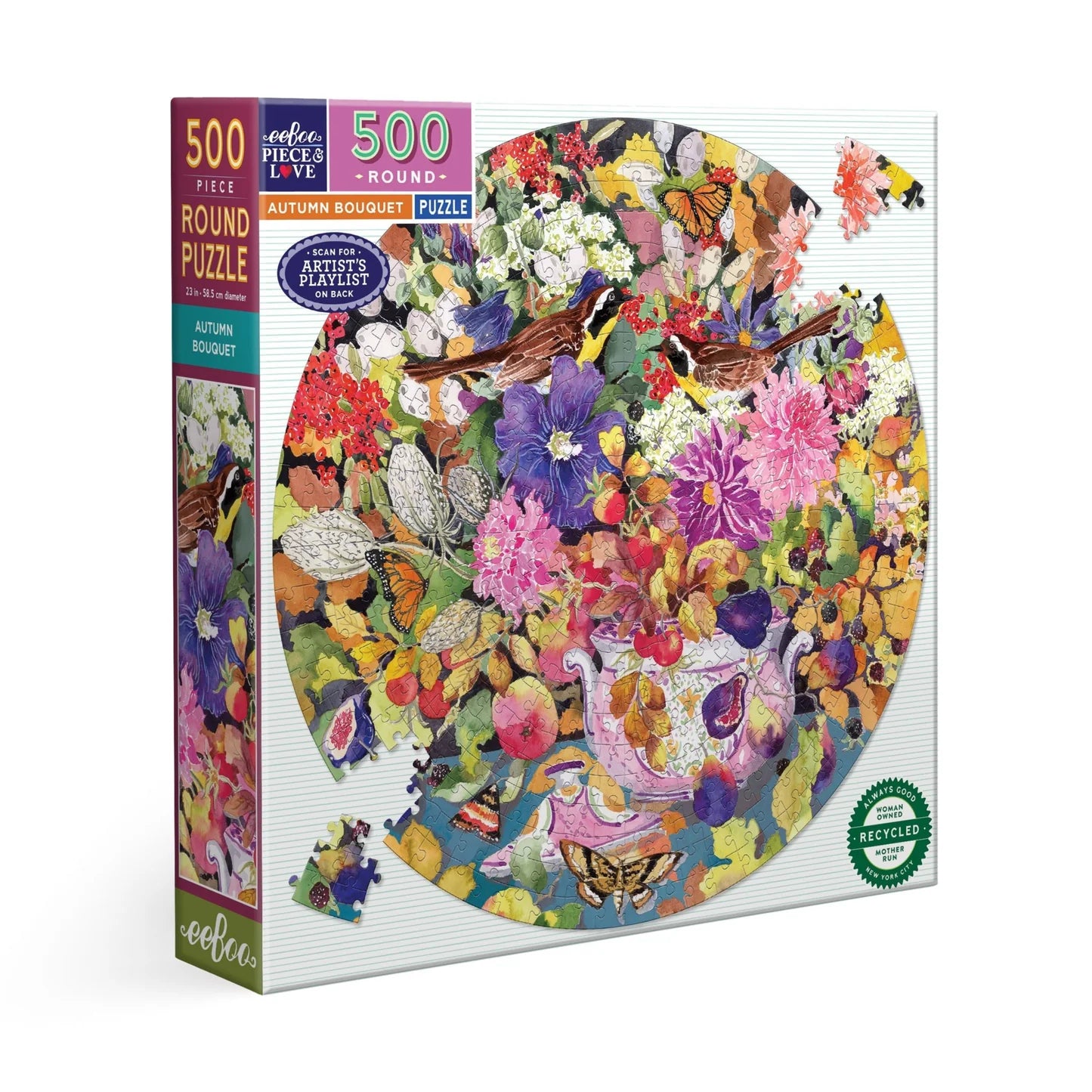 Autumn Bouquet 500 Piece Round Puzzle