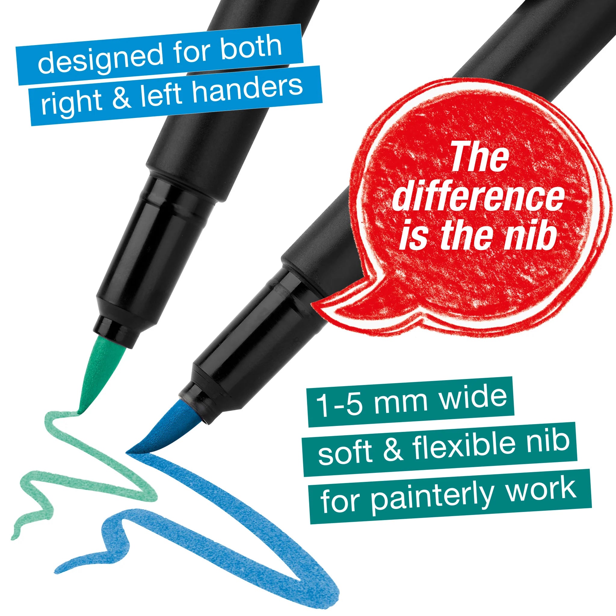 Black Edition Felt Tip Brush Markers set of 20