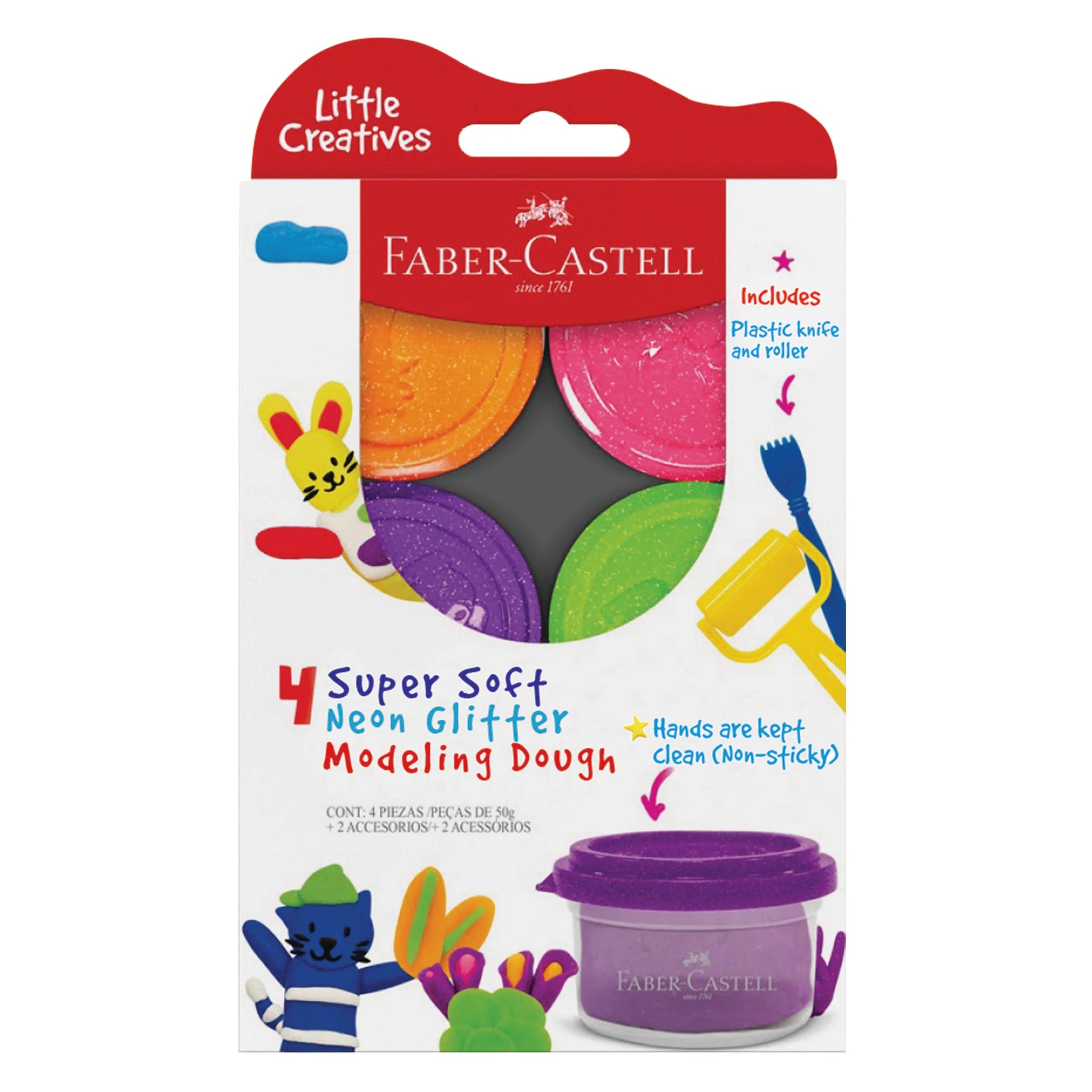 Faber-Castell Super Soft Neon Glitter Modeling Dough - 4 Colors
