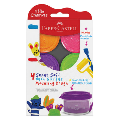Faber-Castell Super Soft Neon Glitter Modeling Dough - 4 Colors