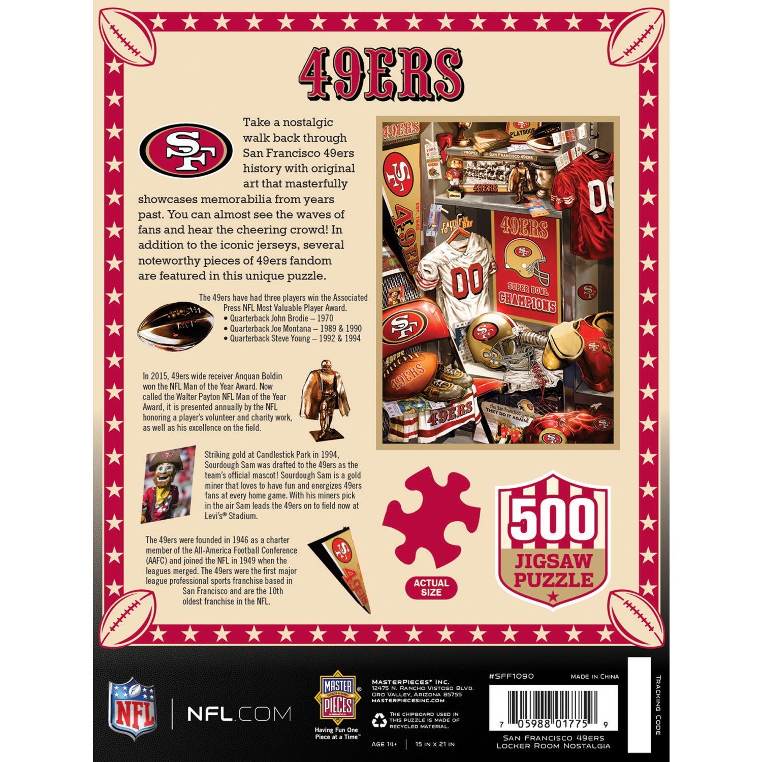 San Francisco 49ers Locker Room 500 Piece NFL Puzzle    