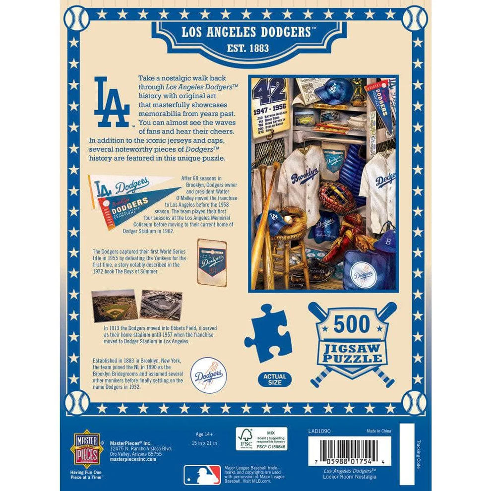 Los Angeles Dodgers Locker Room 500 Piece MLB Puzzle