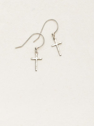 Holly Yashi Petite Love and Honor Cross Earrings - Silver    