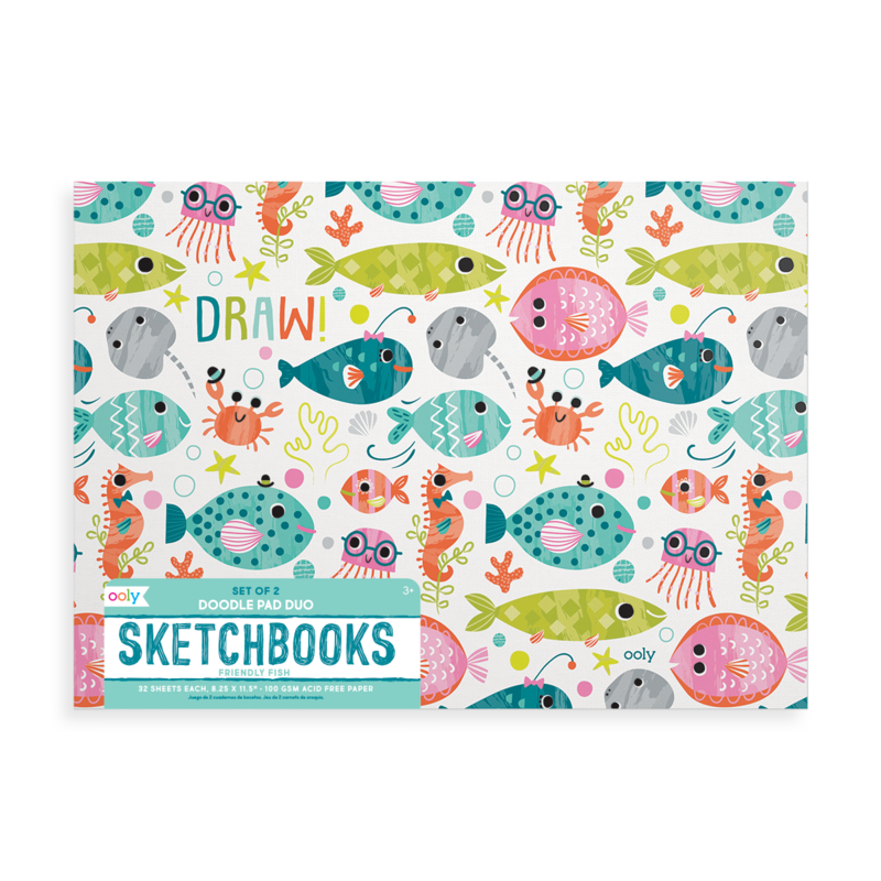 Doodle Pad Duo Set of 2 Sketch Books - Friendly Fish    