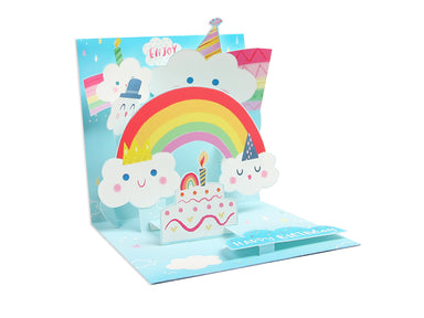 Happy Birthday Clouds and Rainbows - Pop Up Greeting Card    