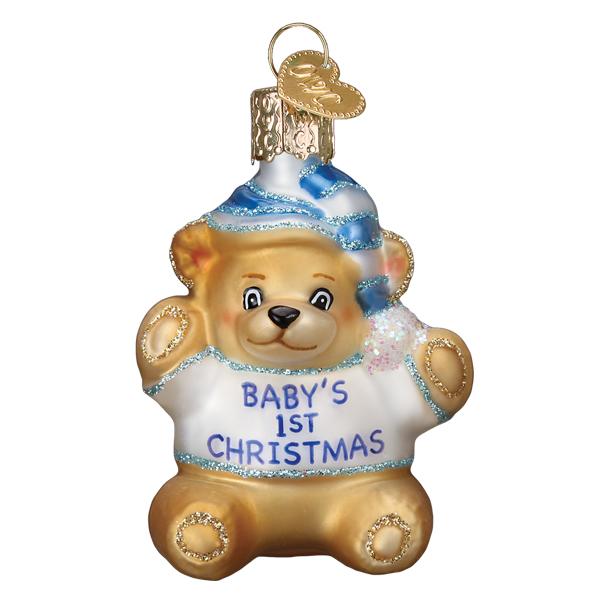 Old World Christmas Baby's First Teddy Bear - Blue    