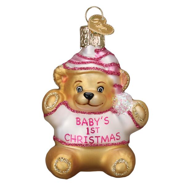 Old World Christmas Baby's First Teddy Bear - Pink    