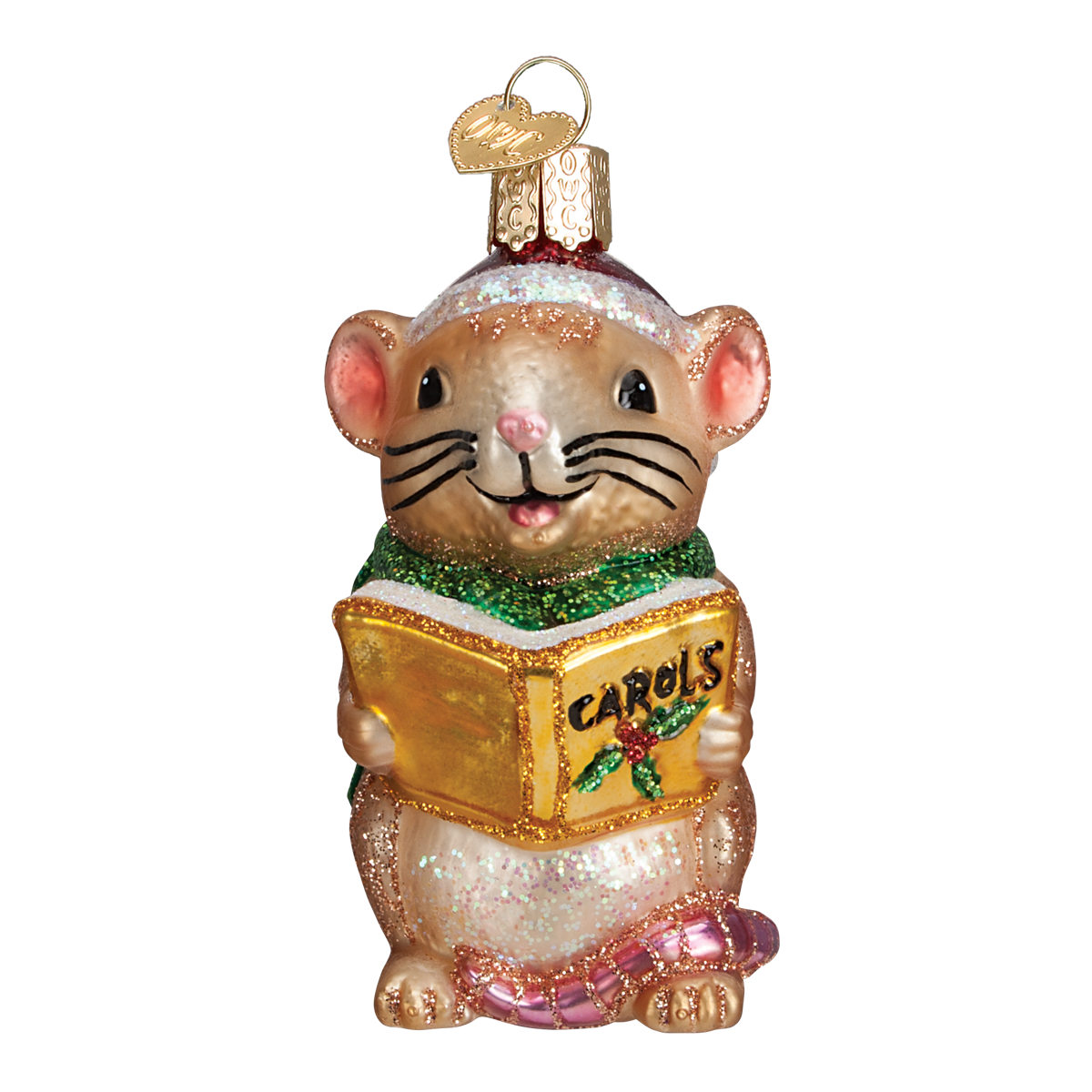 Old World Christmas Caroling Mouse - Tan    