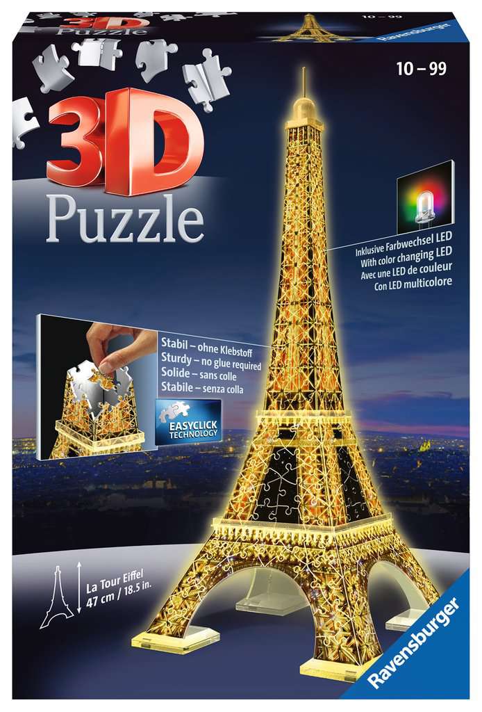 Eiffel Tower Night Edition - 216 Piece Lighted 3D Puzzle    