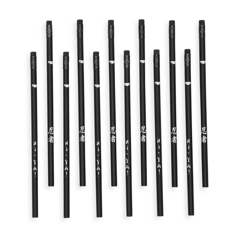 Ninja Pencils - Set of 12 Black Wood Pencils    