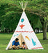 12' Family-Sized Cotton Canvas Teepee with Wooden Poles and Ground Cover    