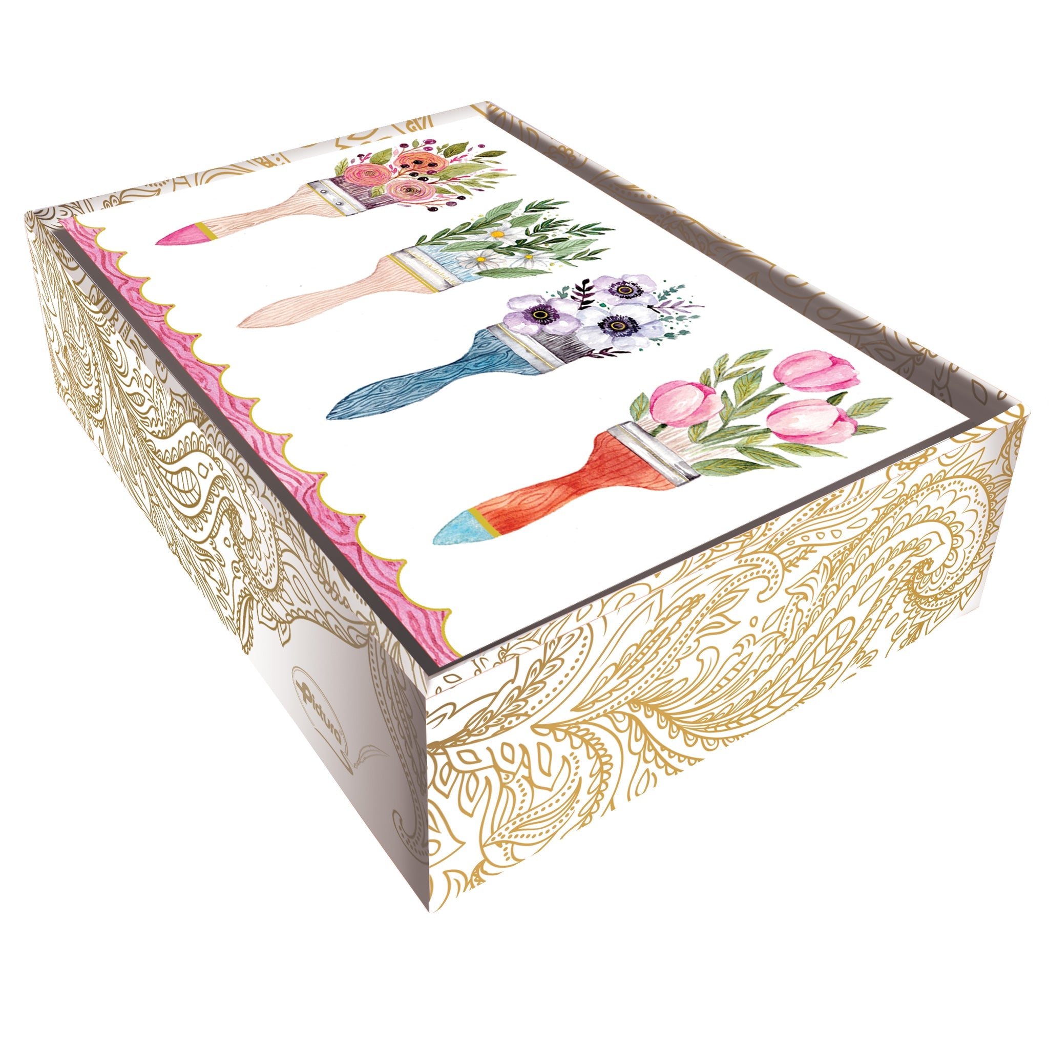 Floral Paint Brushes Boxed Note Cards    