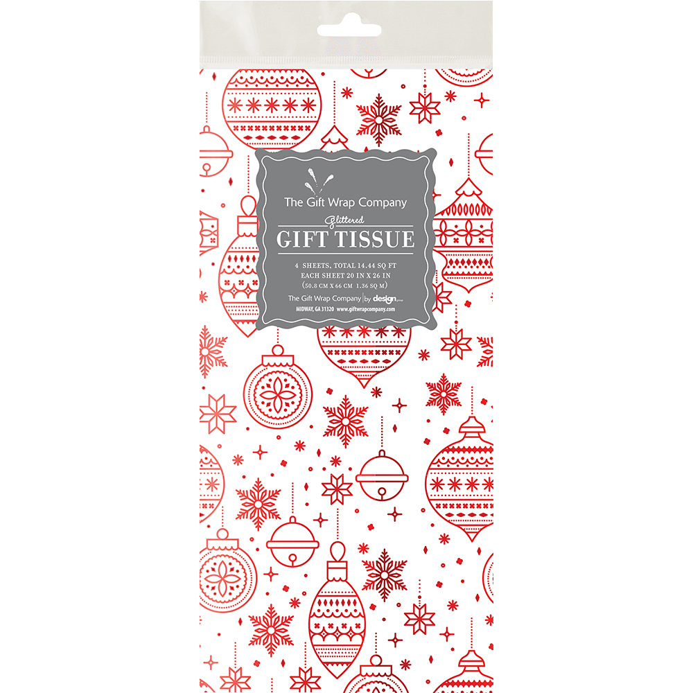 Tissue Paper - Joyful Christmas Red Foil    