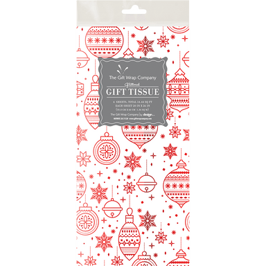 Tissue Paper - Joyful Christmas Red Foil    