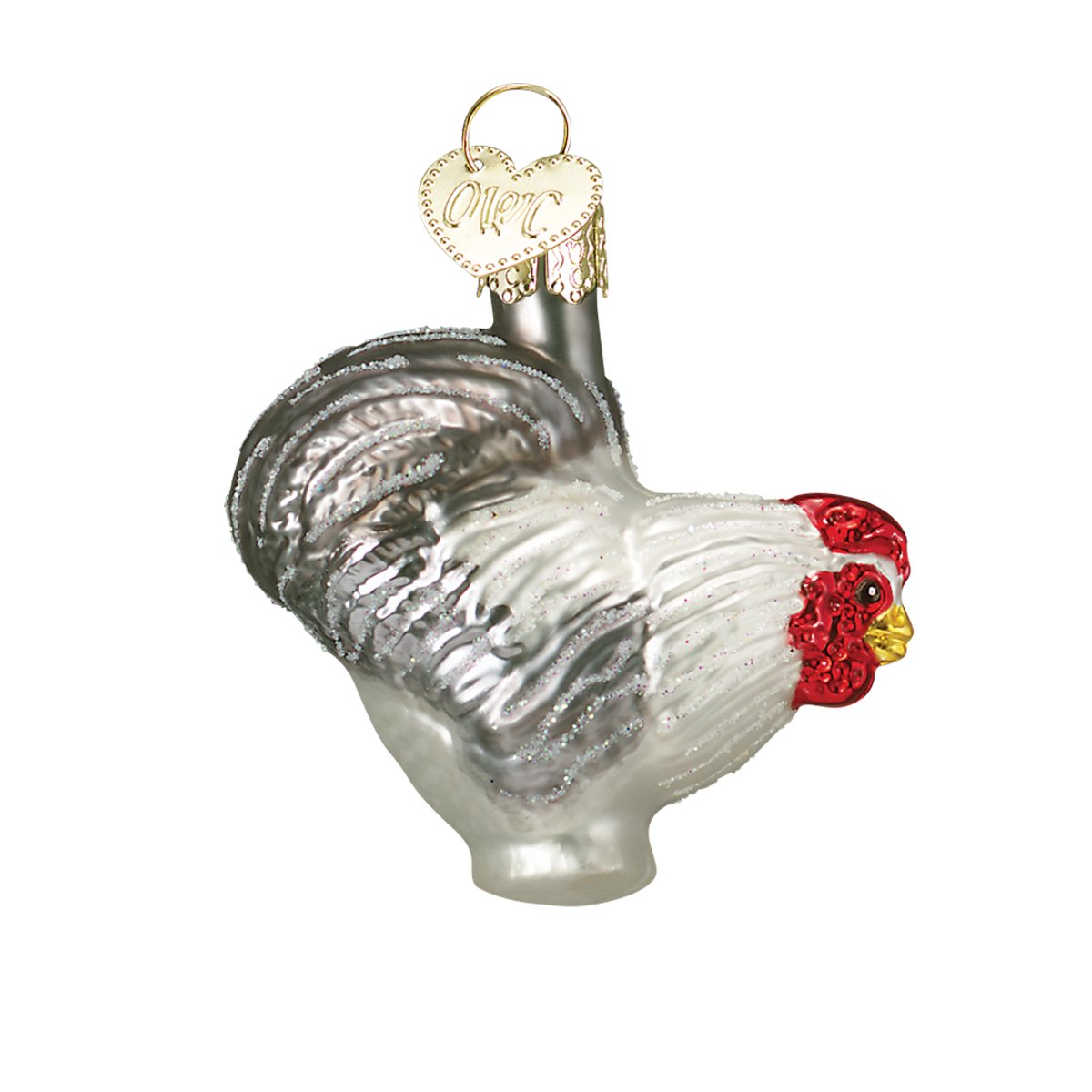 Old World Christmas - Mini White Rooster Ornament    