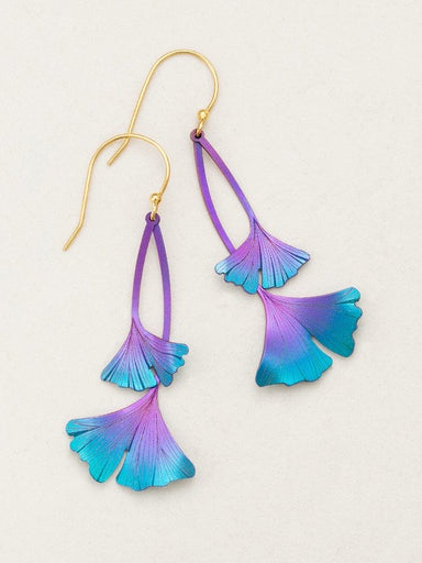 Holly Yashi Ginkgo Drop Earrings - Purple/Turquoise    