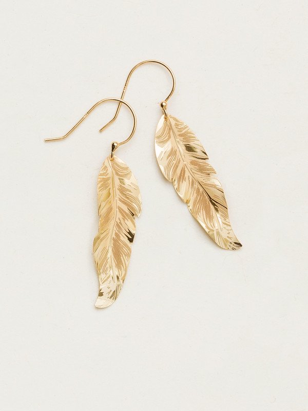 Holly Yashi Petite Free Spirit Feather Earrings - Gold    