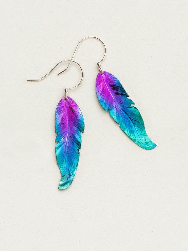 Holly Yashi Petite Free Spirit Feather Earrings - Purple/Turquoise    