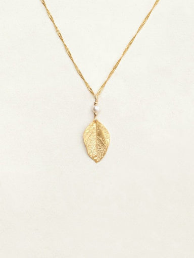 Holly Yashi Healing Leaf Pendant Necklace - Gold    